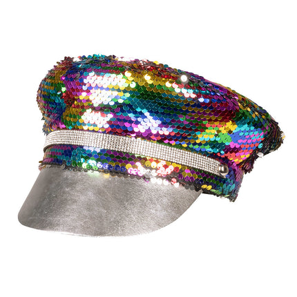 Casquette réversible arc-en-ciel argent