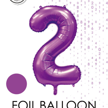 Ballon numéro violet 2 ans brillant 86cm