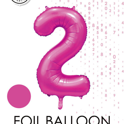 Ballon numéro Fuchsia 2 ans brillant 86cm