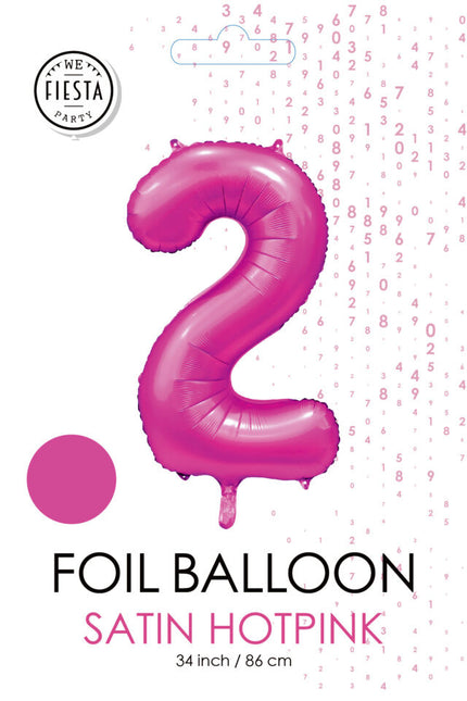 Ballon numéro Fuchsia 2 ans brillant 86cm