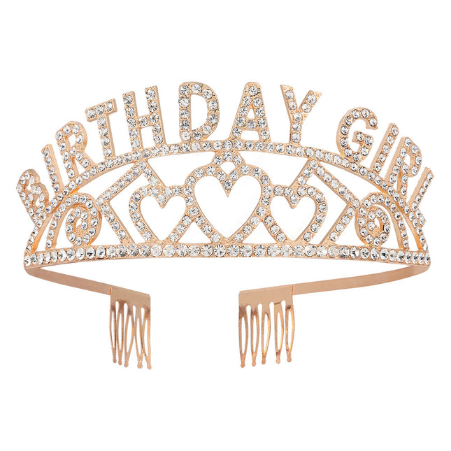 Bandeau de cheveux or rose Birthday Girl Metal