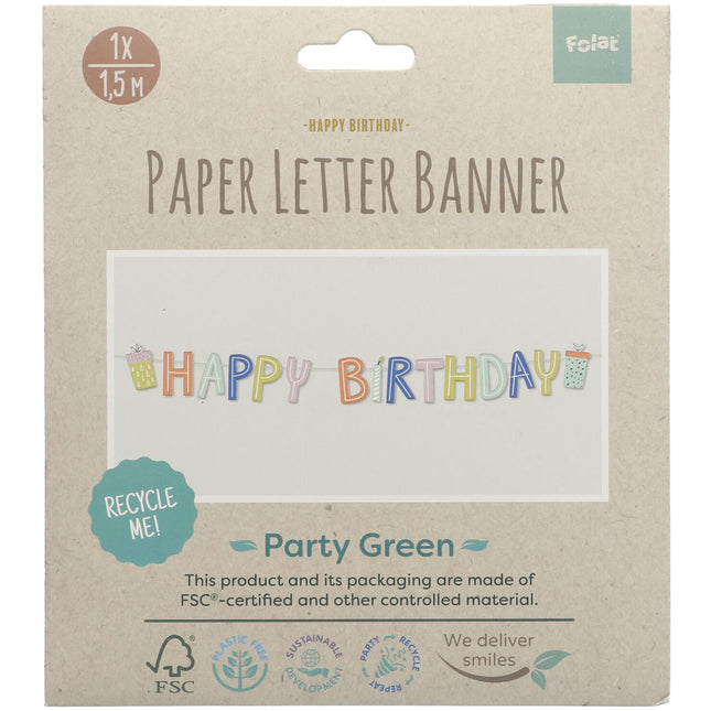 Guirlande de lettres Happy Birthday Eco 1.5m