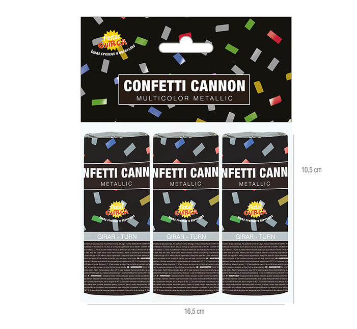 Conffeti Cannon Multicolore 10.5cm 3pcs