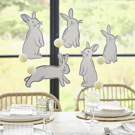 Décoration suspendue de Pâques Lapin 5pcs