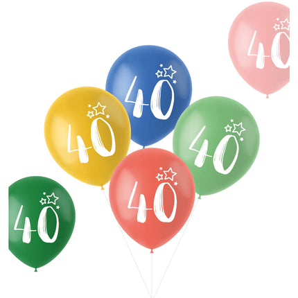 Ballons 40 ans colorés 33cm 6pcs