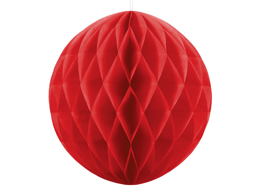 Boule en nid d'abeille rouge 40cm