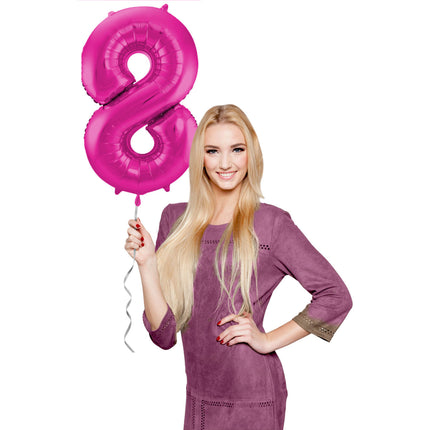 Ballon de baudruche Figure 8 Fuchsia Métallique XL 86cm vide