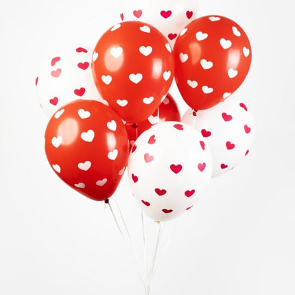 Ballons en forme de coeur Rouge Blanc 30.5cm 8pcs