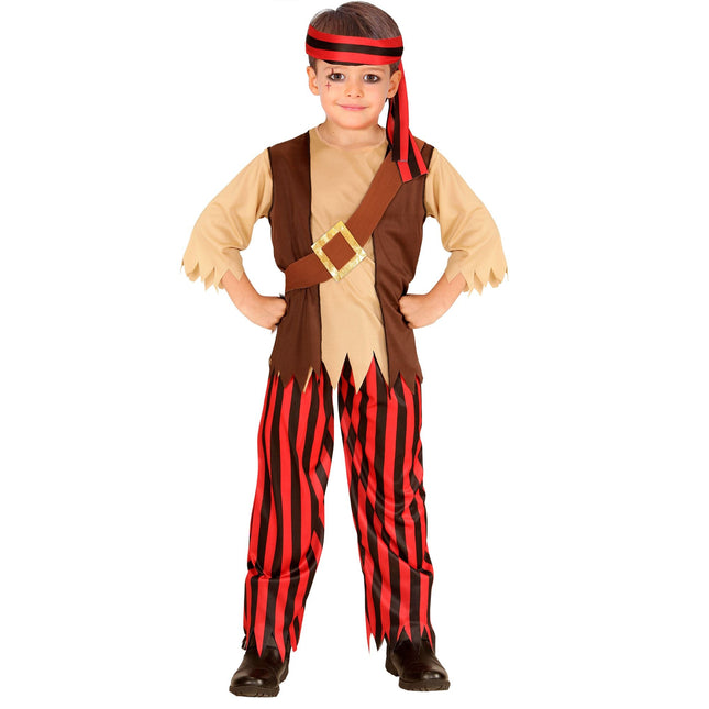 Costume de pirate garçon brun rouge