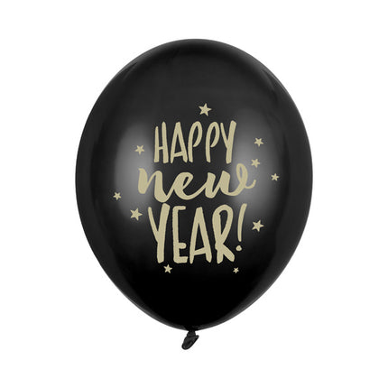 Ballons de la Bonne Année Noir 30cm 6pcs