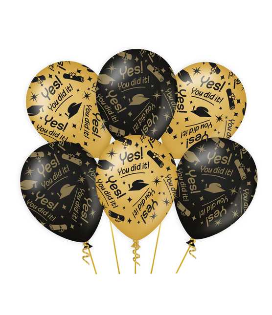 Ballons You Did It Gold Black 30cm 6pcs