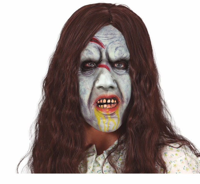 Masque d'Halloween Horreur Femme avec cheveux