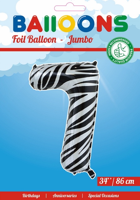 Ballon de baudruche Figure 7 Zebra XL 86cm vide