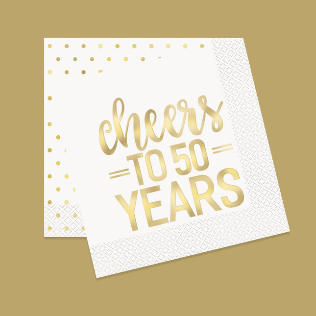 Serviettes de table Cheers To 50 Years Gold 25cm 16pcs