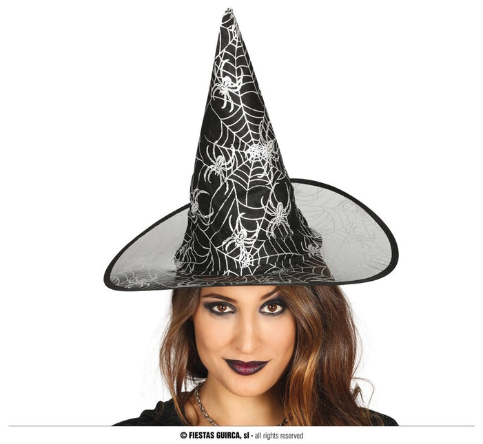 Chapeau de sorcière Halloween Toile d'araignée Noir