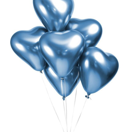 Ballons en forme de coeur Bleu 30cm 6pcs