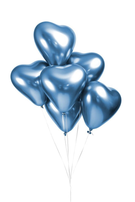 Ballons en forme de coeur Bleu 30cm 6pcs