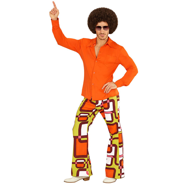 Chemisier Disco 70S Hommes Orange