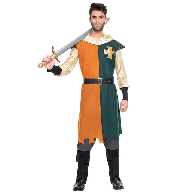 Costume de chevalier vert orange hommes