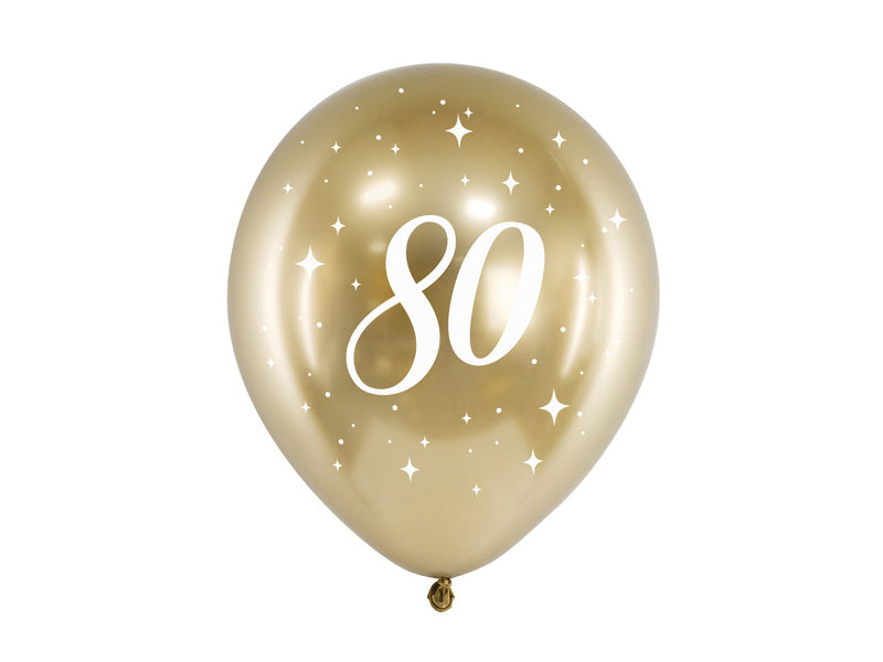 Ballons 80 ans or 30cm 6pcs