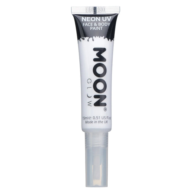 Moon Glow Neon UV Face Paint avec pinceau applicateur blanc 15ml