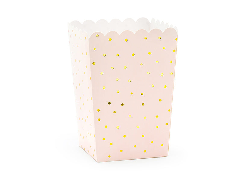 Bols à pop-corn rose pâle à pois dorés 12.5cm 6pcs