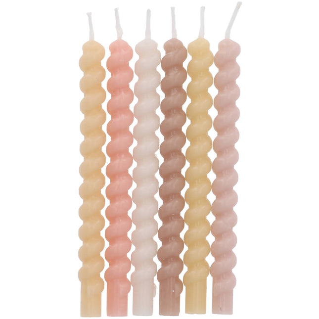 Bougies colorées Pastel torsadées 6pcs