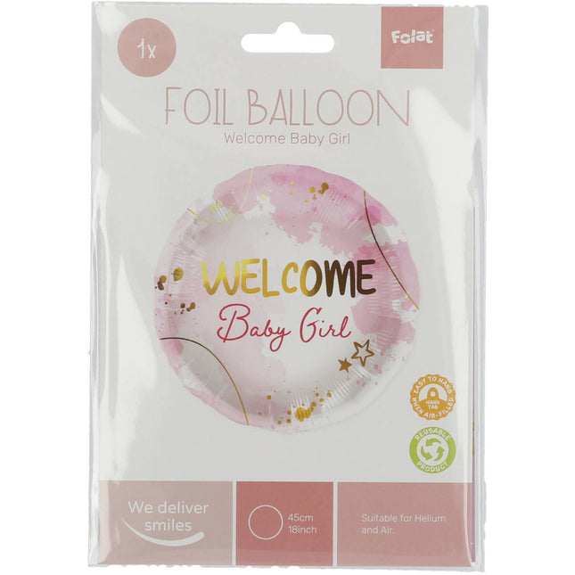 Ballon à l'hélium Welcome Girl Rose Vide 45cm