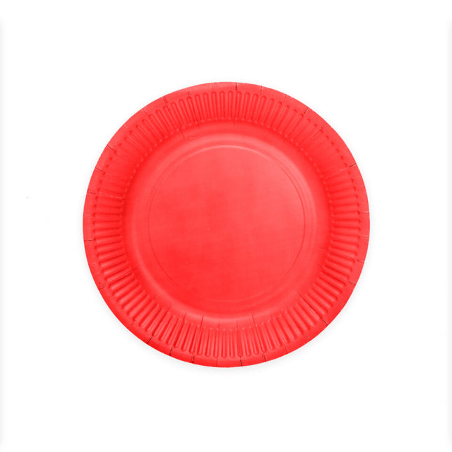 Assiettes rouges en papier 23cm 16pcs