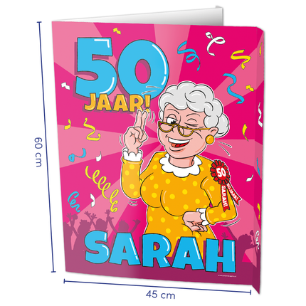 Enseigne de fenêtre Sarah 50 ans 60cm