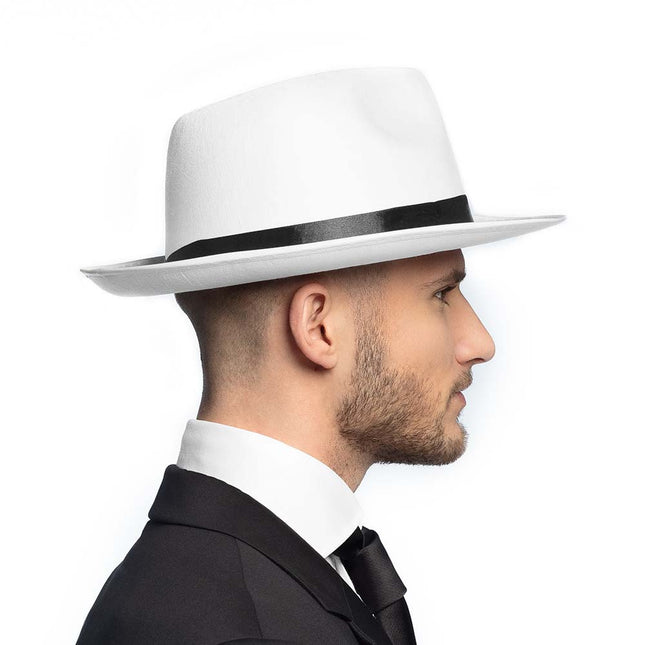 Chapeau Mafia Blanc 38cm