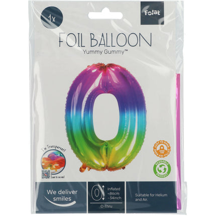 Ballon de baudruche Figure 0 Rainbow XL 81cm vide