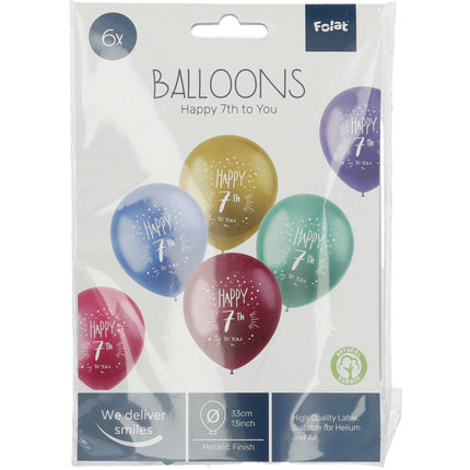 Ballons 7 ans Happy 7th 33cm 6pcs