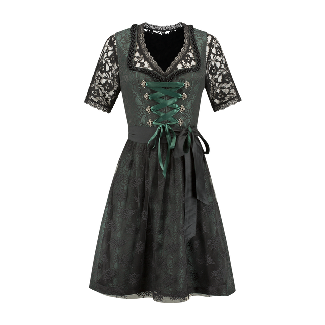 Noir Vert Dirndl Robe Oktoberfest Femmes Jaquard