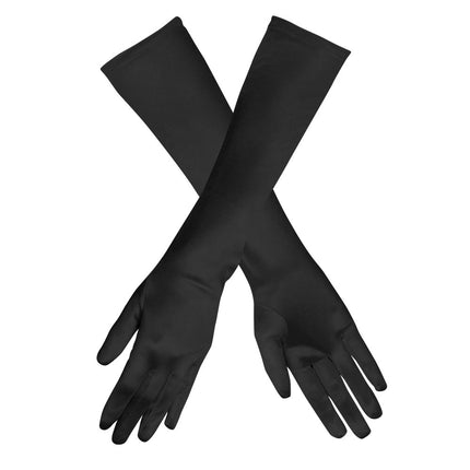 Gants longs en satin noir