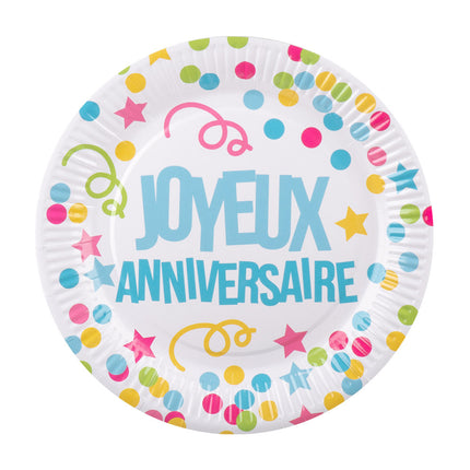 Assiettes Joyeux Anniversaire 23cm 6pcs