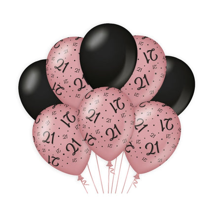 Ballons 21 ans Rose Noir 30cm 8pcs