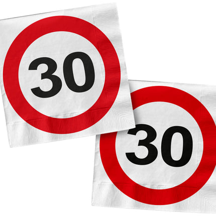 Serviettes de table 30 Years Traffic Sign Square 33cm 20pcs