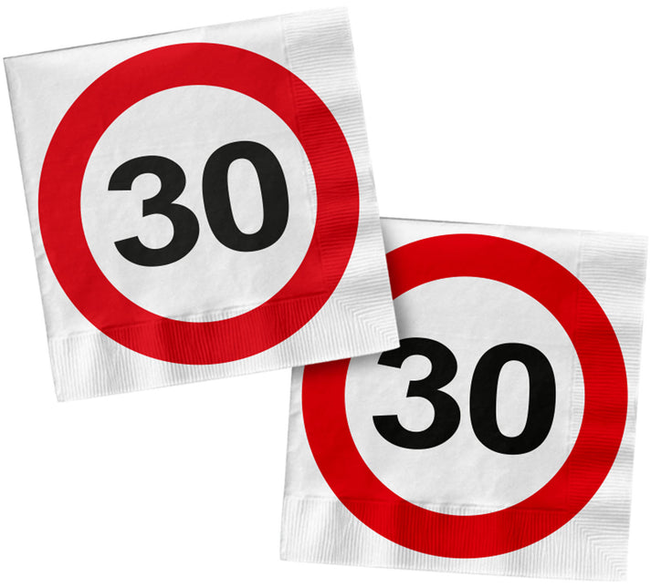 Serviettes de table 30 Years Traffic Sign Square 33cm 20pcs