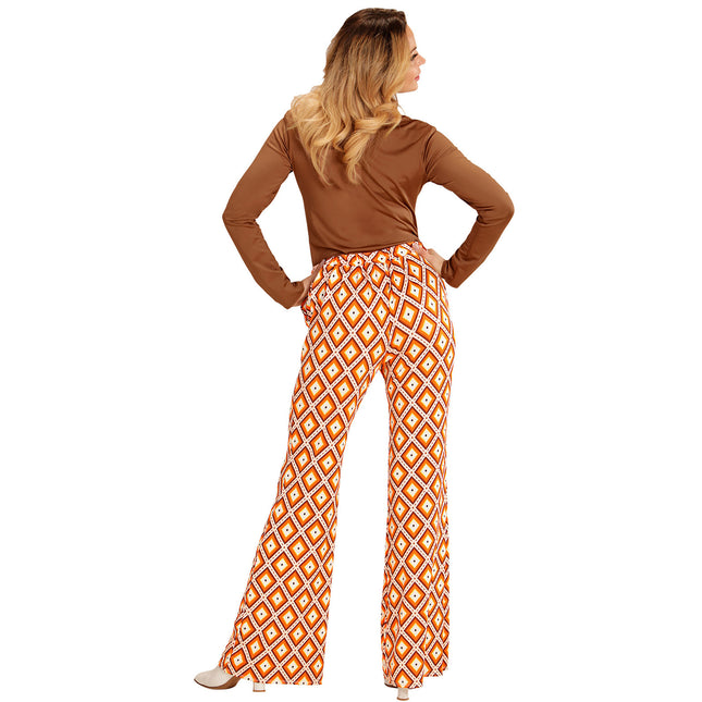 Pantalon Disco 70S Orange Ladies Plaid