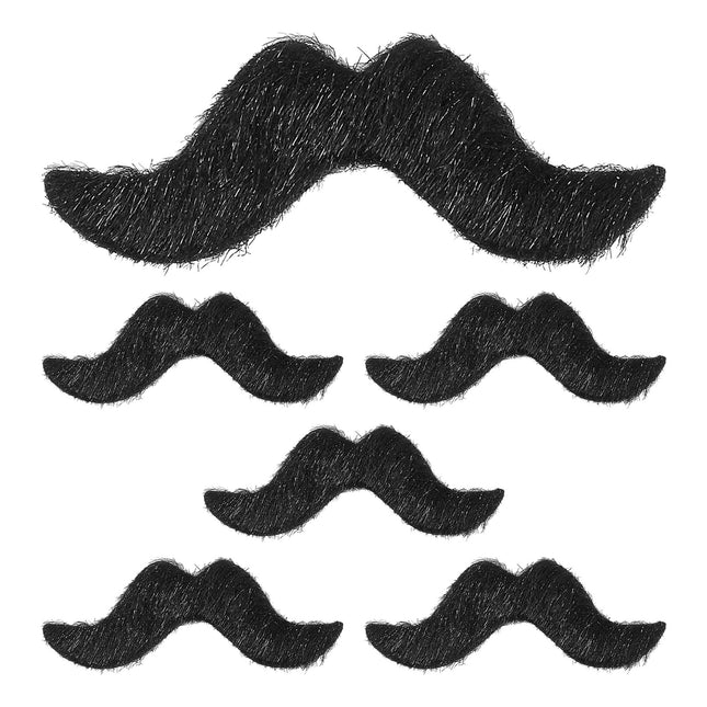 Fausse moustache noire gonflable 6 pièces