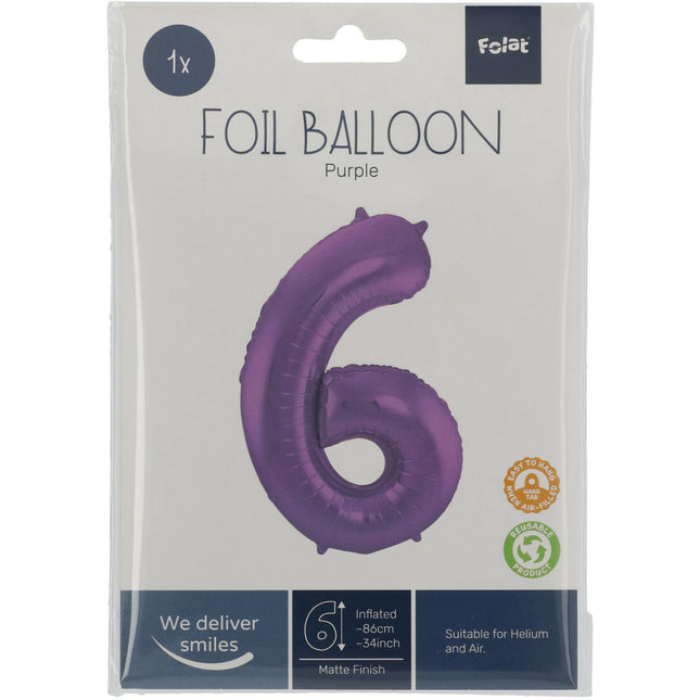 Ballon de baudruche Figure 6 Mauve mat XL 86cm vide