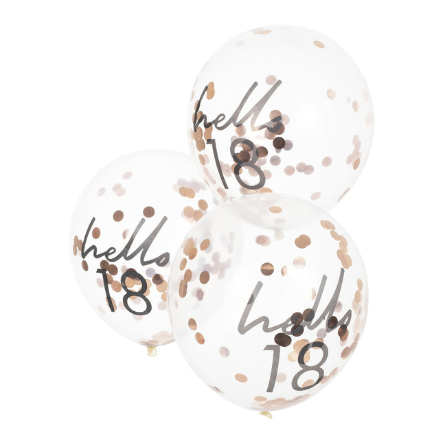 Ballons confettis or rose 18 ans 30cm 5pcs