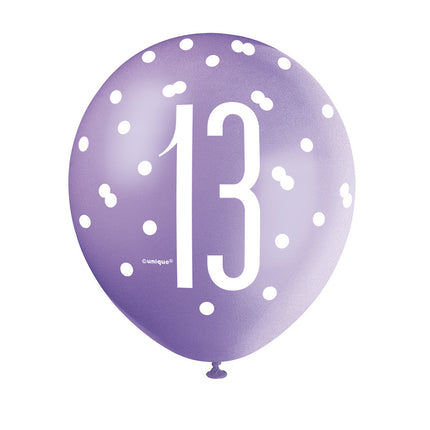 Ballons 13 Years Dots 30cm 6pcs