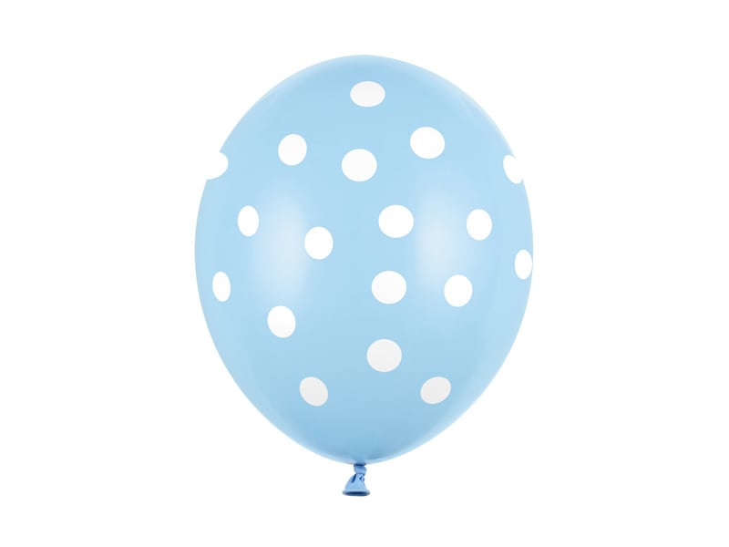 Ballons de baudruche bleu clair à pois blancs 30cm 6pcs