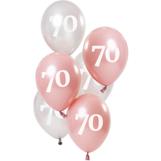 Ballons 70 ans rose 23cm 6pcs