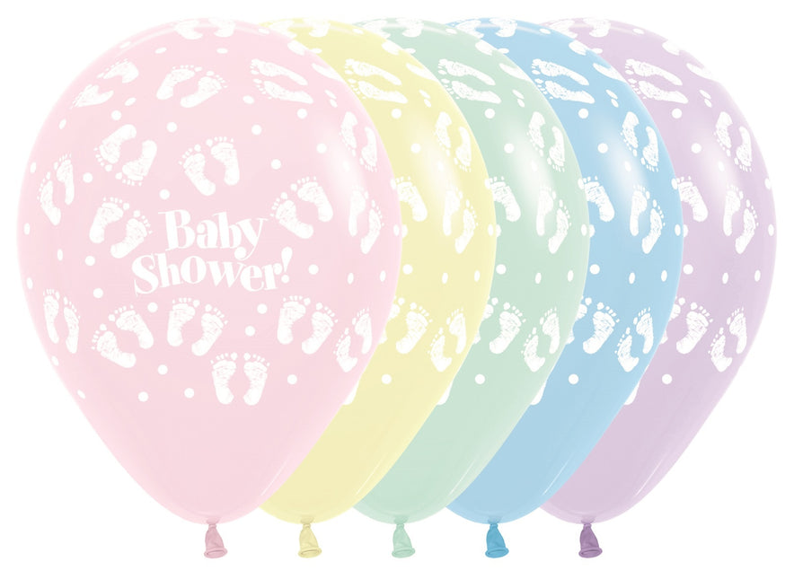 Ballons Baby Shower Footprints Pastel Matte Mix 30cm 25pcs