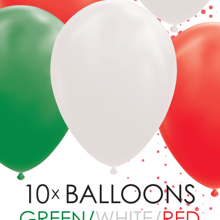 Ballons vert blanc rouge 30cm 10pcs