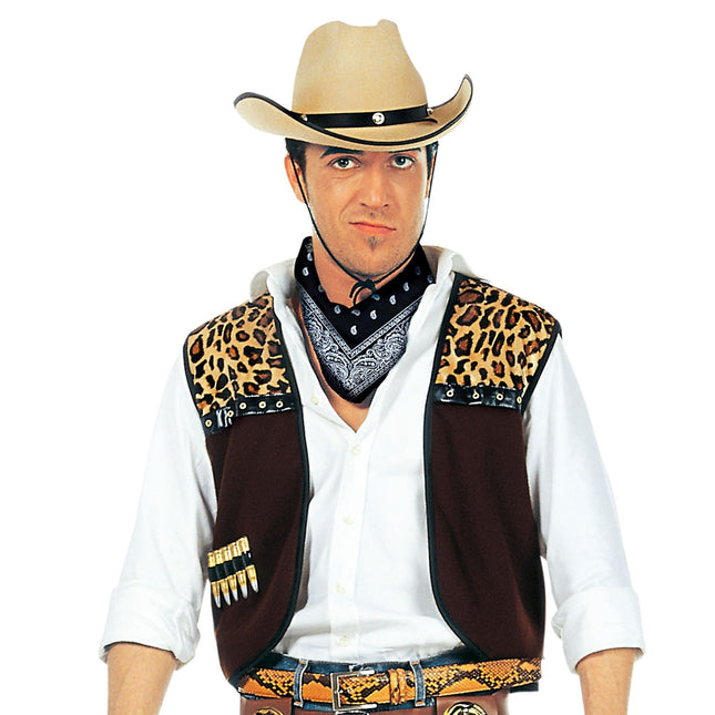 Gilet de cow-boy homme avec bandana 2 pièces