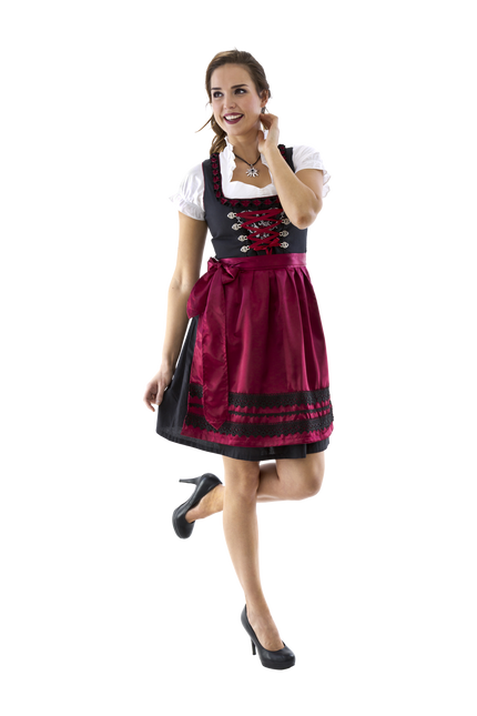 Dirndl noir-orange broderie rose